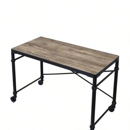Oklarth Rustic Oak Black Writing Desk
