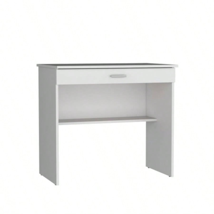 Montana Storage Desk, Spacious Stylish with Drawer and Shelf, White