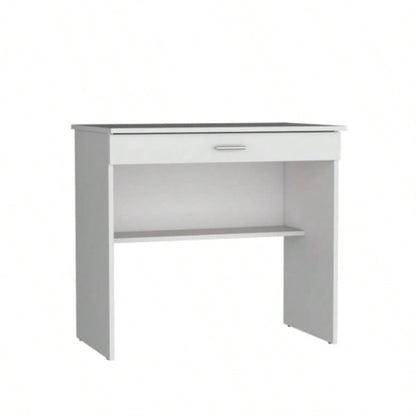 Montana Storage Desk, Spacious Stylish with Drawer and Shelf, White
