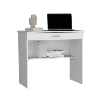 Montana Storage Desk, Spacious Stylish with Drawer and Shelf, White