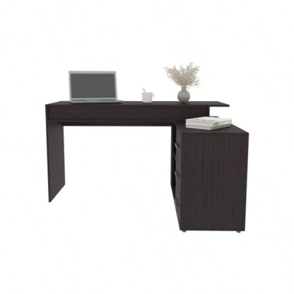 Desk, Black Wengue, 3 Drawers, 4, 2 Shelves