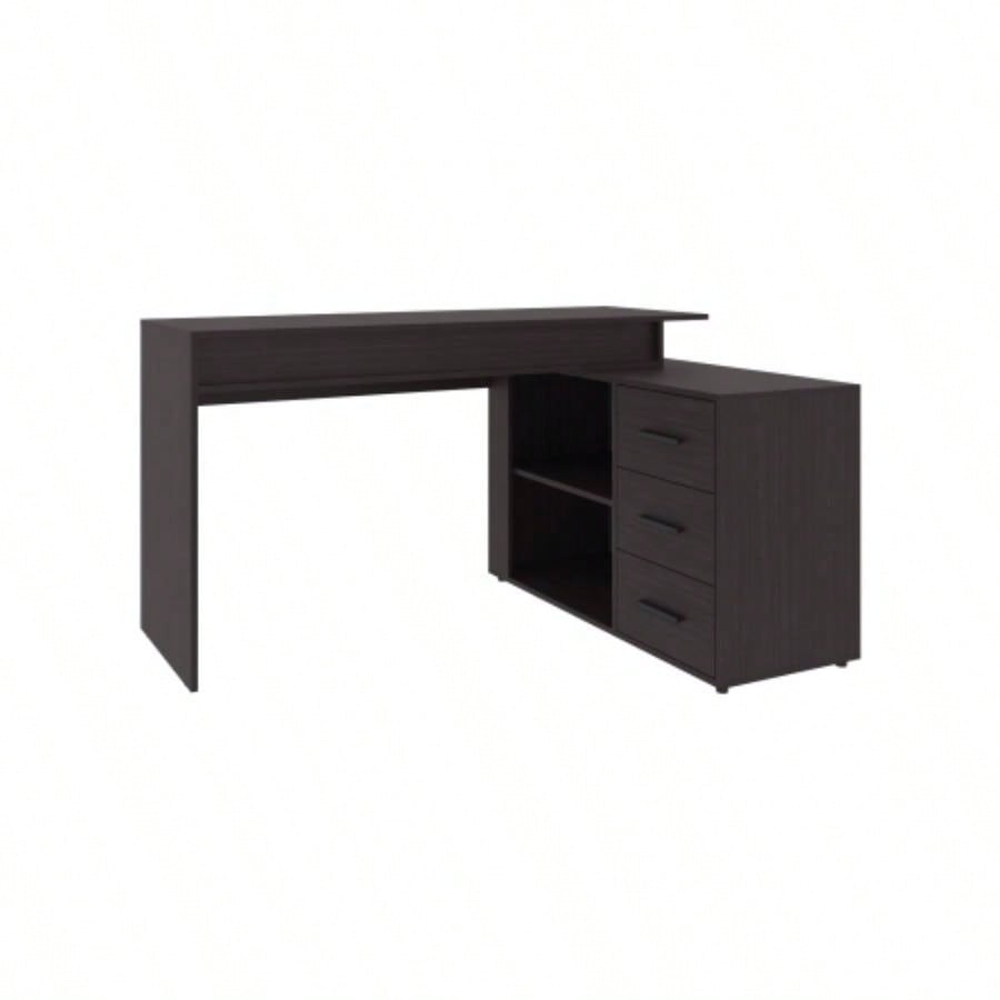Desk, Black Wengue, 3 Drawers, 4, 2 Shelves