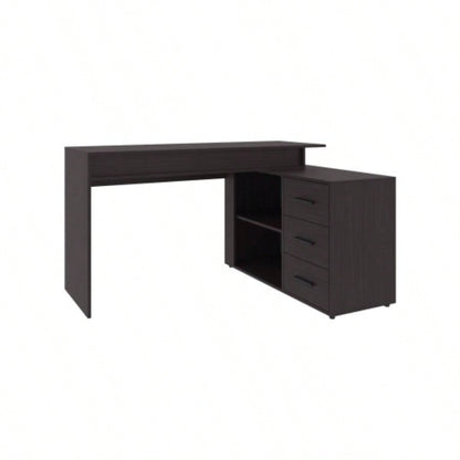 Desk, Black Wengue, 3 Drawers, 4, 2 Shelves