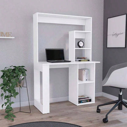 Writing Computer Desk with Storage Shelves and Hutch, Black