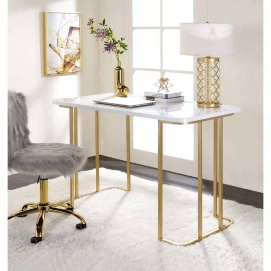 Estie White Gold Writing Desk