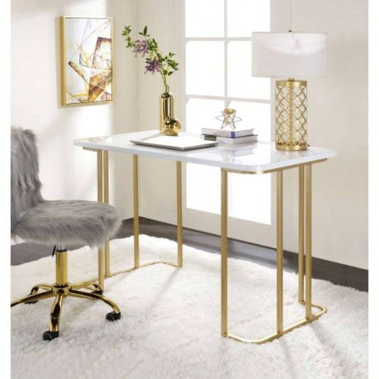 Estie White Gold Writing Desk