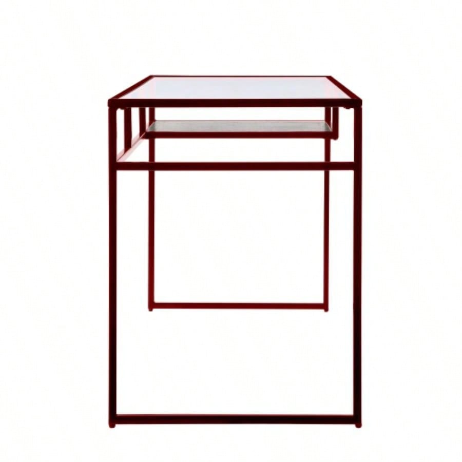 Yasin Glass Top Red Writing Desk