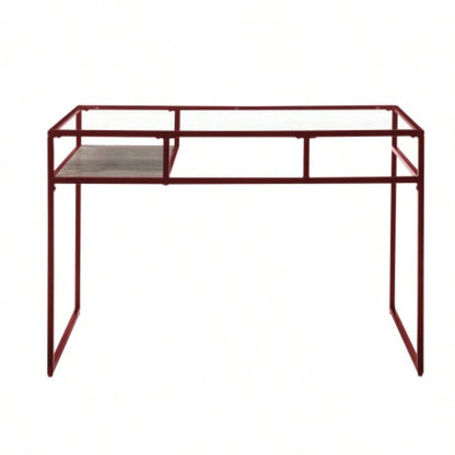 Yasin Glass Top Red Writing Desk