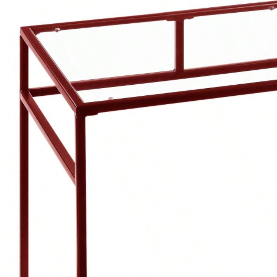 Yasin Glass Top Red Writing Desk