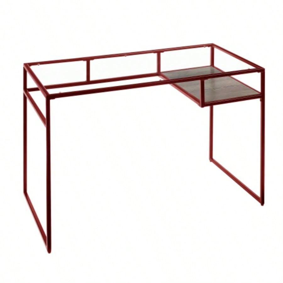 Yasin Glass Top Red Writing Desk