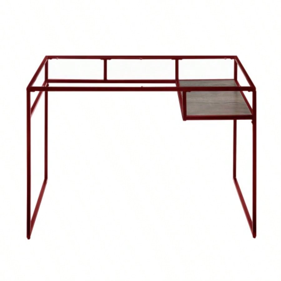 Yasin Glass Top Red Writing Desk