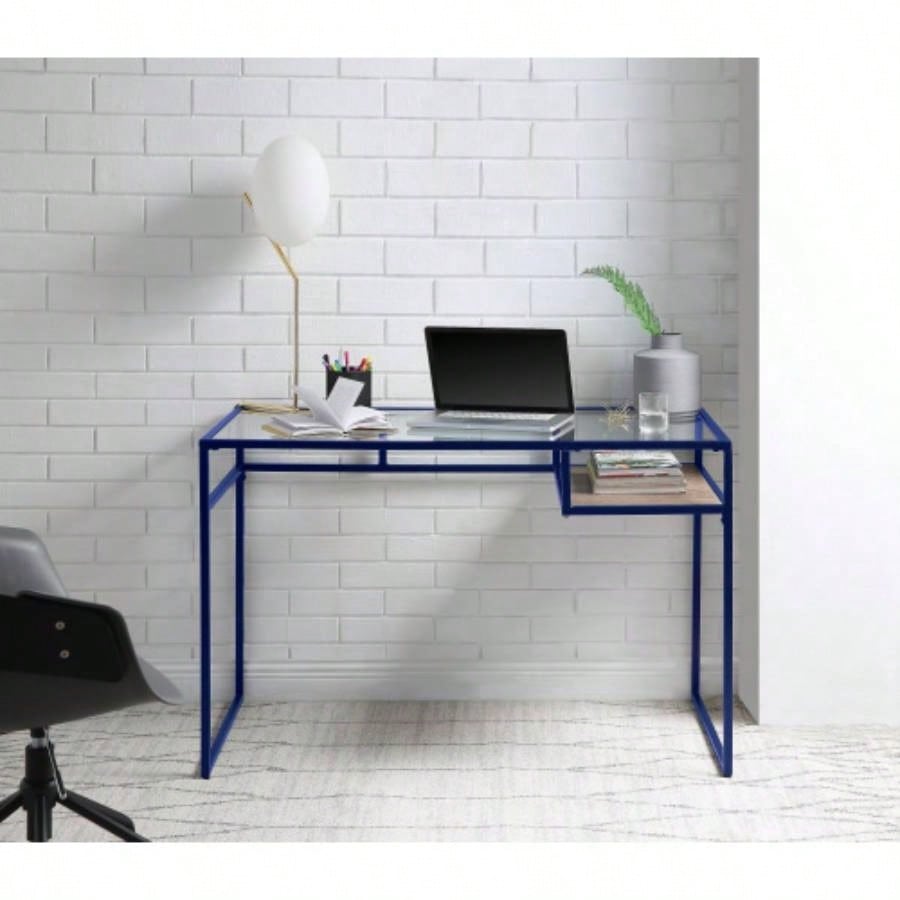 Yasin Glass Top Red Writing Desk