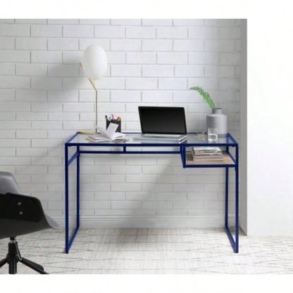 Yasin Glass Top Red Writing Desk