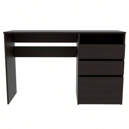 Kenai 3 Drawers Computer Desk, One Shelf, Black