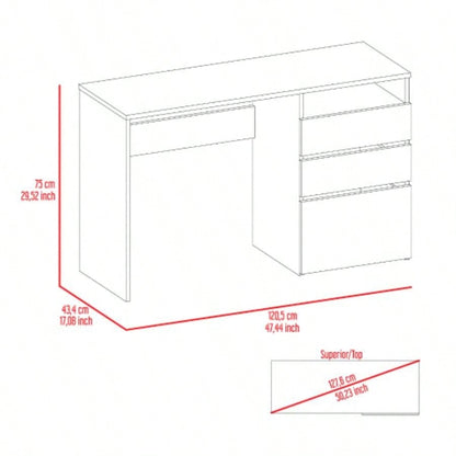 Kenai 3 Drawers Computer Desk, One Shelf, Black