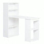 HOMCOM Modern Home Office Desk with 6 - Tier Storage Shelves, 47 Writing Table with Bookshelf, White