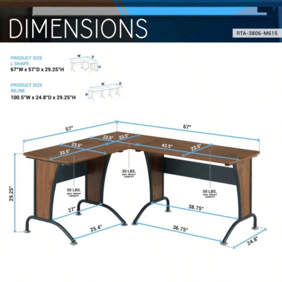 Techni Mobili Deluxe L - Shaped Desk with Desk Option