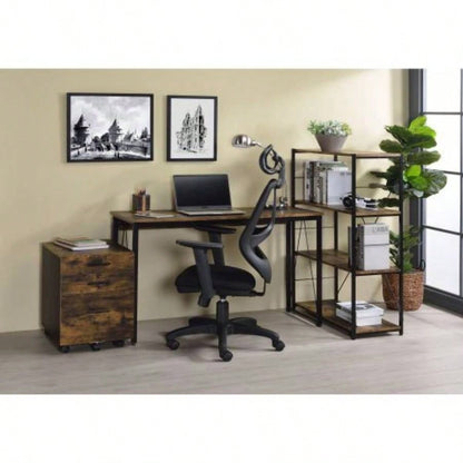 Zaidin Weathered Oak Black Writing Desk
