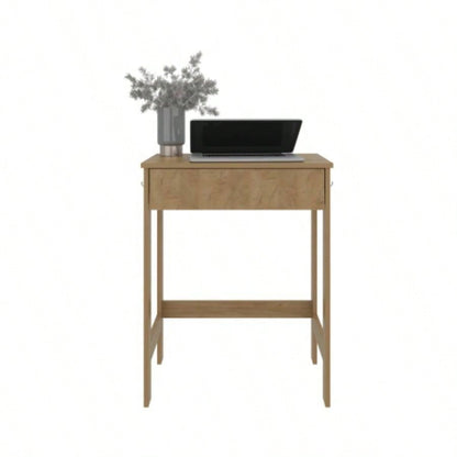 Computer Desk, 1 Drawer, 4, Natural Oak
