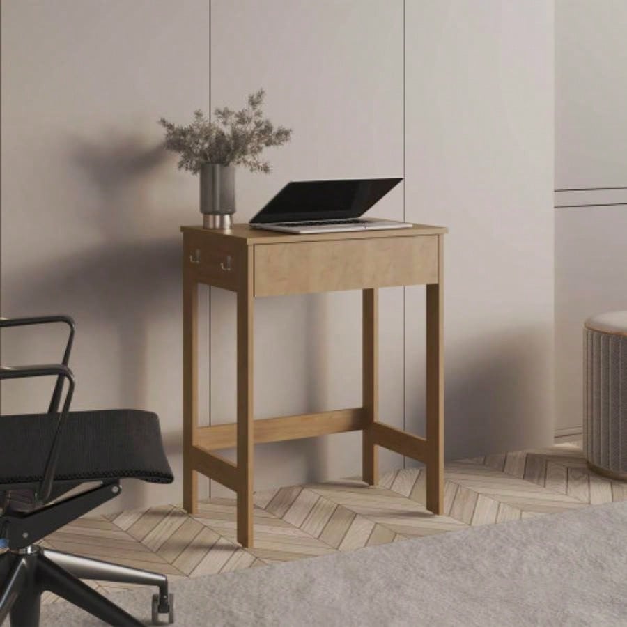 Computer Desk, 1 Drawer, 4, Natural Oak