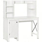 HOMCOM Farmhouse Computer Desk with Hutch and Cabinet, Home office Desk with Storage, Study, White