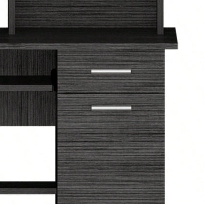 Weston Two Writing Computer Desk, Hutch, Single Drawer and Cabinet, Six Shelves