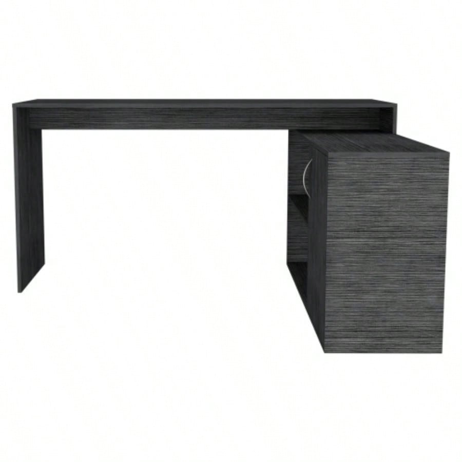 Smokey Oak 2 - Shelf L - Shaped Office Desk