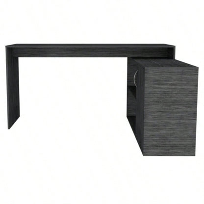 Smokey Oak 2 - Shelf L - Shaped Office Desk