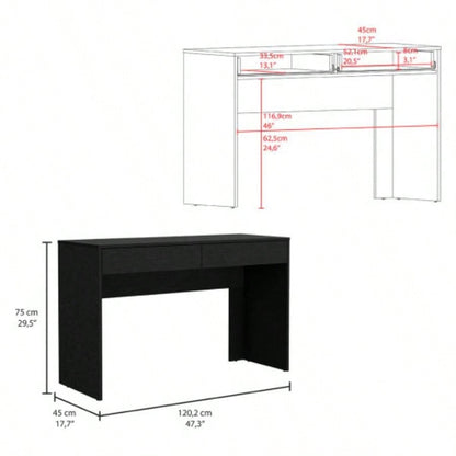 Computer Desk Aberdeen, Two Drawers, Black Wengue