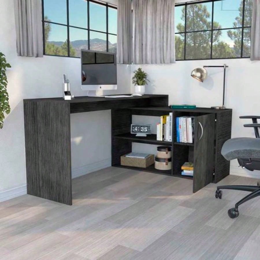 L - Shaped Desk Desti, Office, Smokey Oak