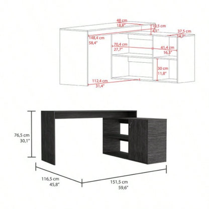 L - Shaped Desk Desti, Office, Smokey Oak