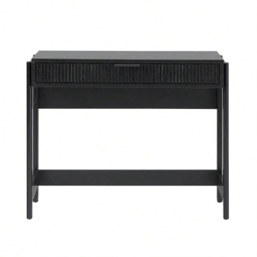 Transitional Reeded Writing Desk with Drawer - Black