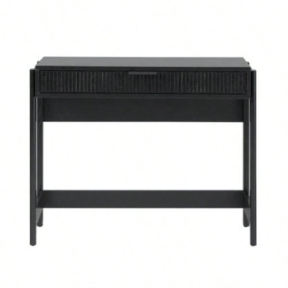 Transitional Reeded Writing Desk with Drawer - Black