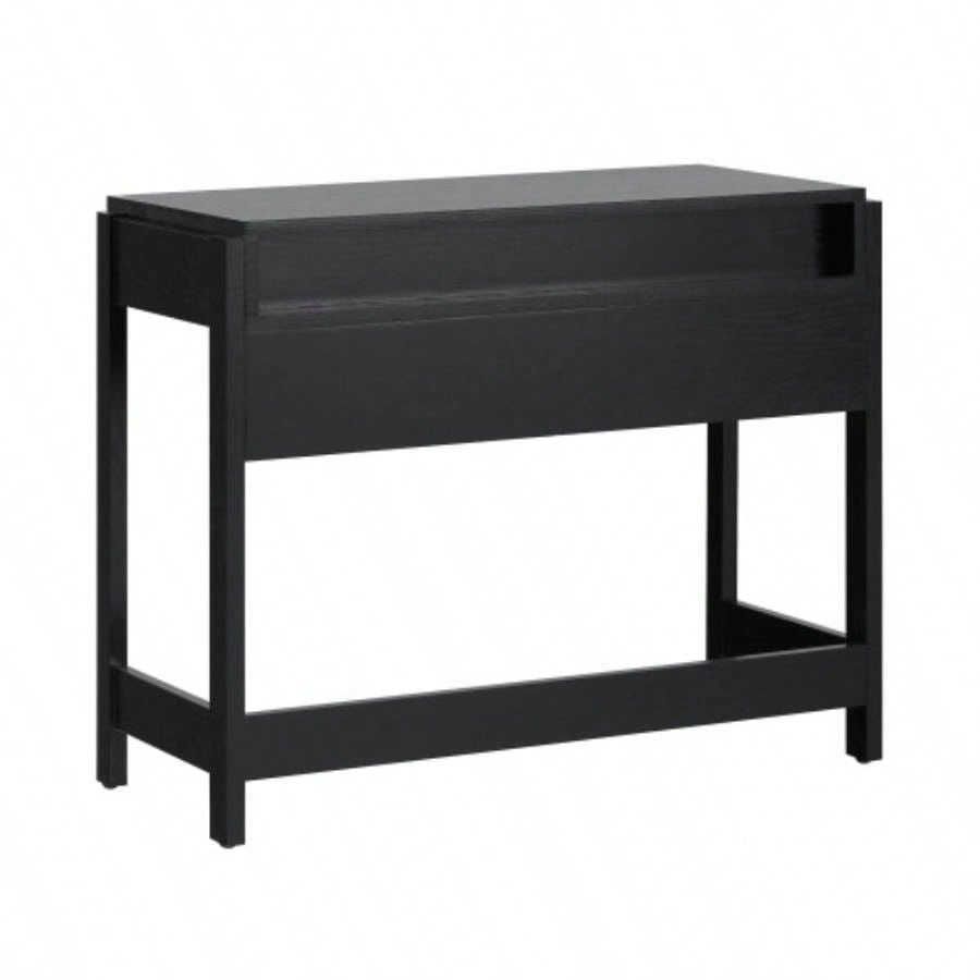 Transitional Reeded Writing Desk with Drawer - Black