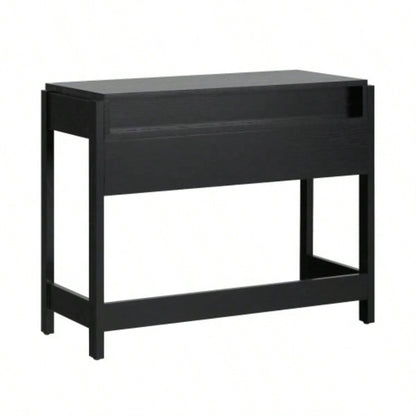 Transitional Reeded Writing Desk with Drawer - Black