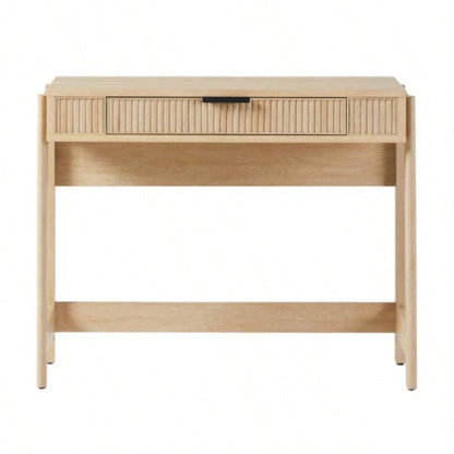 Transitional Reeded Lift - Top Desk with Drawer - Oak