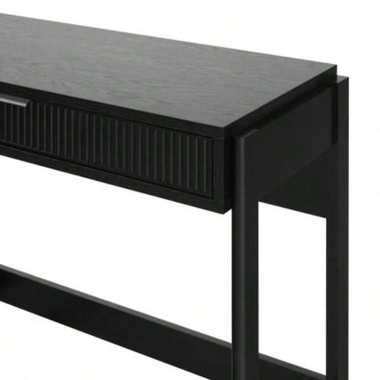 Transitional Reeded Writing Desk with Drawer - Black