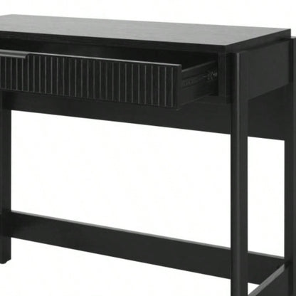 Transitional Reeded Writing Desk with Drawer - Black