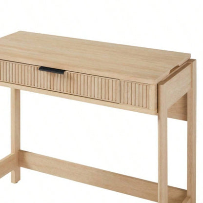 Transitional Reeded Lift - Top Desk with Drawer - Oak