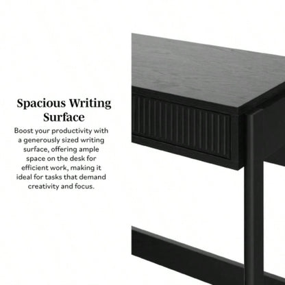 Transitional Reeded Writing Desk with Drawer - Black