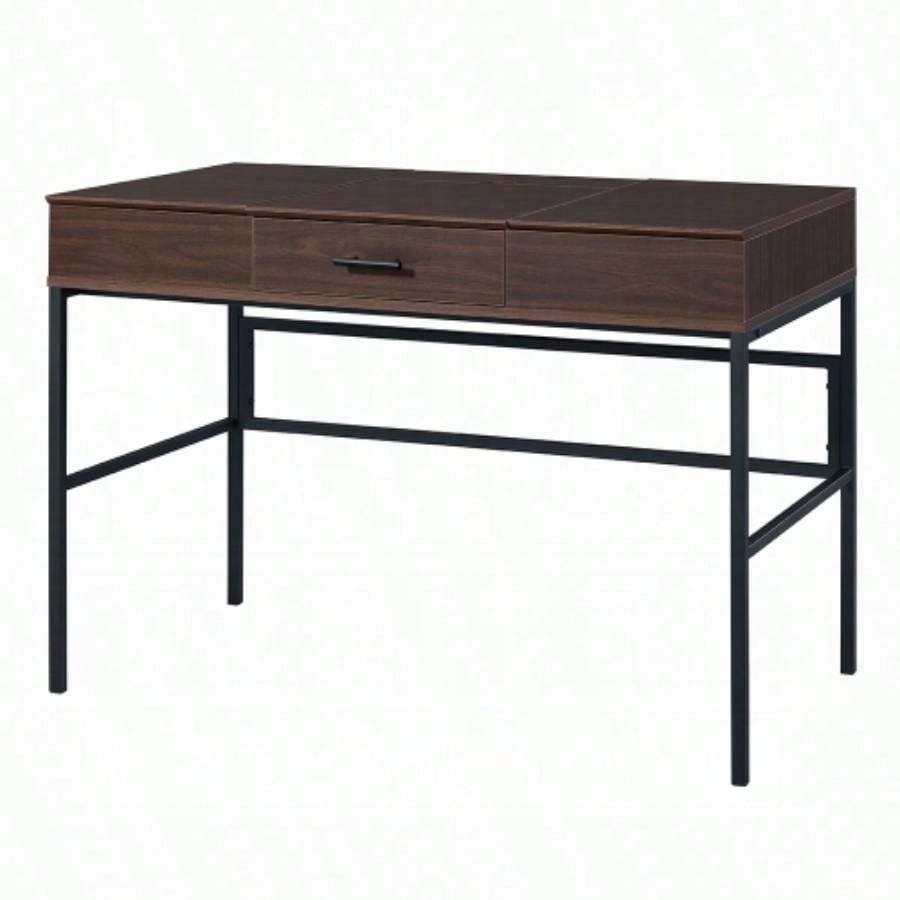 Oak and Black 1 - Drawer Writing Desk with USB Port