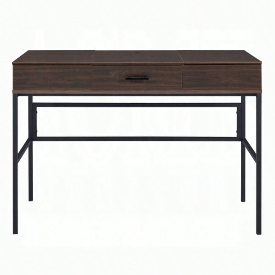 Oak and Black 1 - Drawer Writing Desk with USB Port