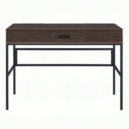Oak and Black 1 - Drawer Writing Desk with USB Port