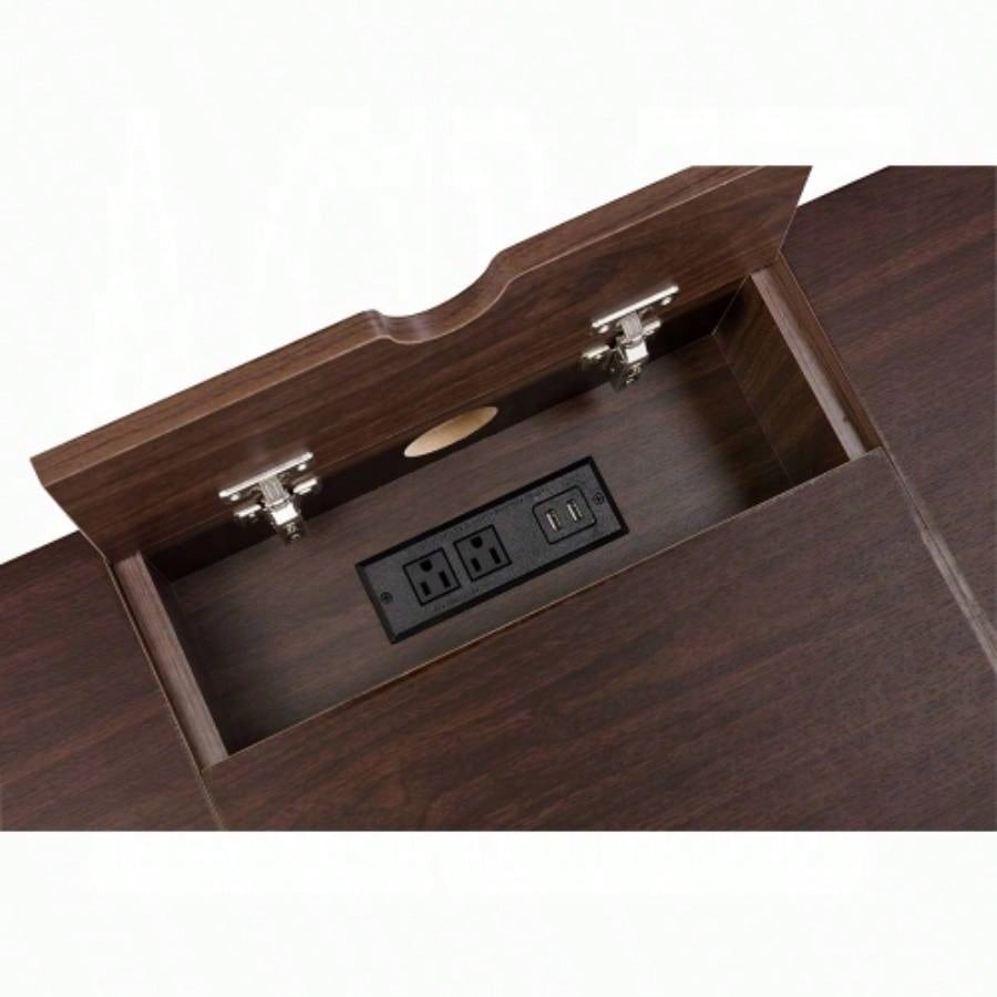 Oak and Black 1 - Drawer Writing Desk with USB Port