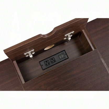 Oak and Black 1 - Drawer Writing Desk with USB Port