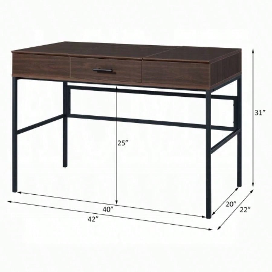 Oak and Black 1 - Drawer Writing Desk with USB Port