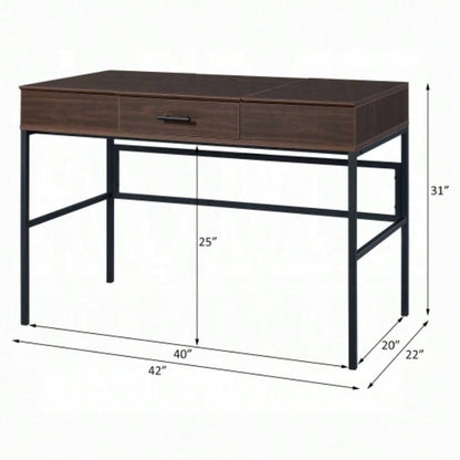 Oak and Black 1 - Drawer Writing Desk with USB Port