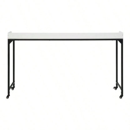 White Multipurpose Over Bed Desk with Adjustable Height, Metal with Casters, Overbed Table 1pc, Laptop Table Bed, Breakfast Table