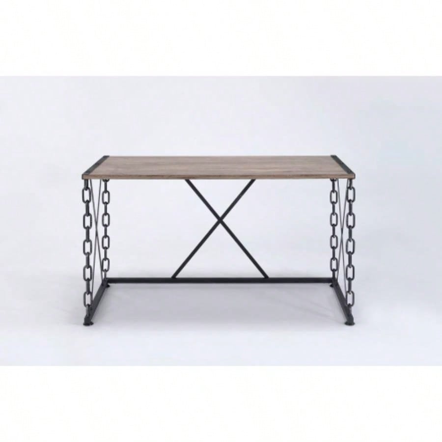 Jodie Rustic Oak Antique Black Writing Desk