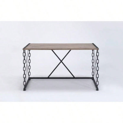 Jodie Rustic Oak Antique Black Writing Desk